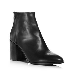 AQUA Dante Pointed Toe Leather Black Booties 6.5